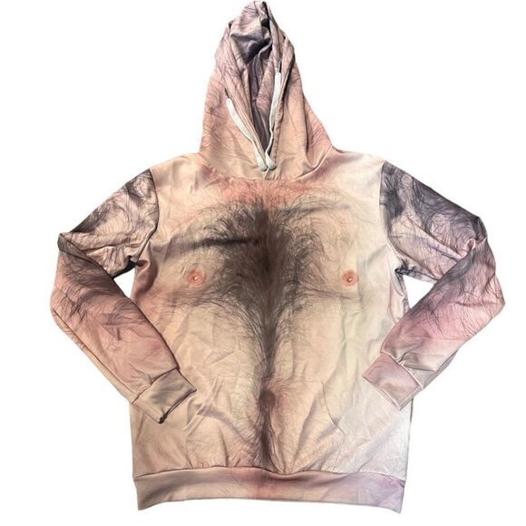 NAKED HAIRY DAD BOD GAG GIFT HOODIE SIZE LARGE - Picture 13 of 13
